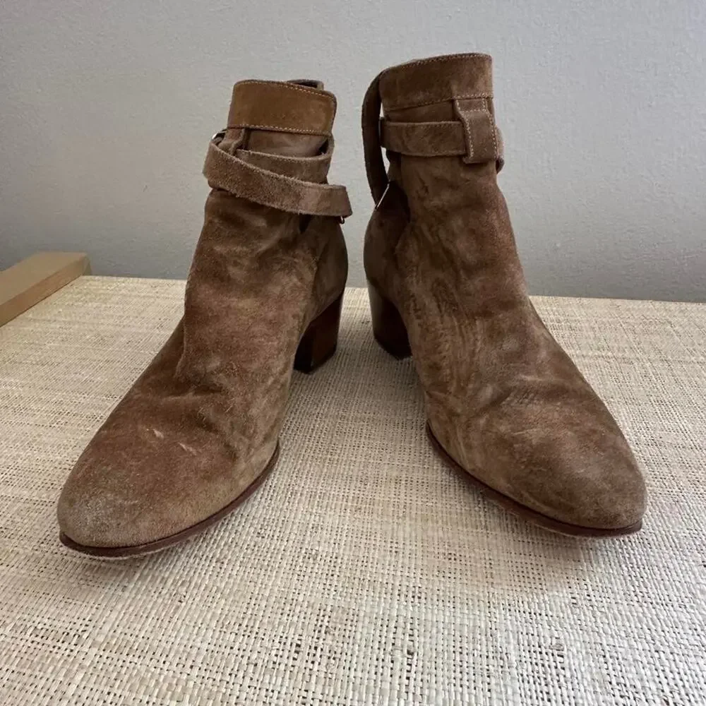 Saint laurent brown suede ankle